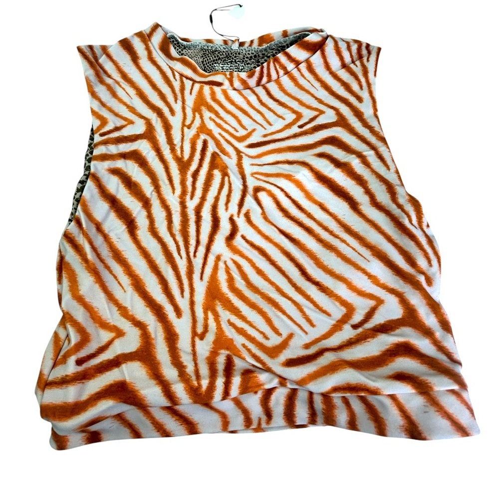 Acacia swimwear-Orange and White Zebra Print Bikini Top. Brand new with tags